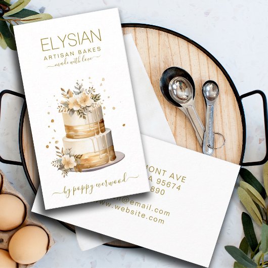 Bakker Bakkerij Gebak Chef Cake Beige Goud Visitekaartje