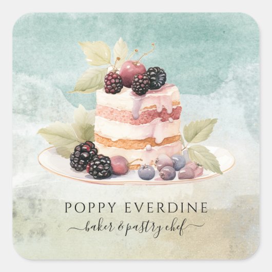 Bakker Bakkerij Gebak Chef Catering Business Vierkante Sticker (Voorkant)
