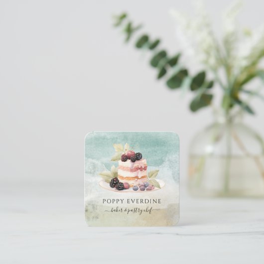 Bakker Bakkerij Gebak Chef Catering Business Vierkante Visitekaartje (Staand voorkant)