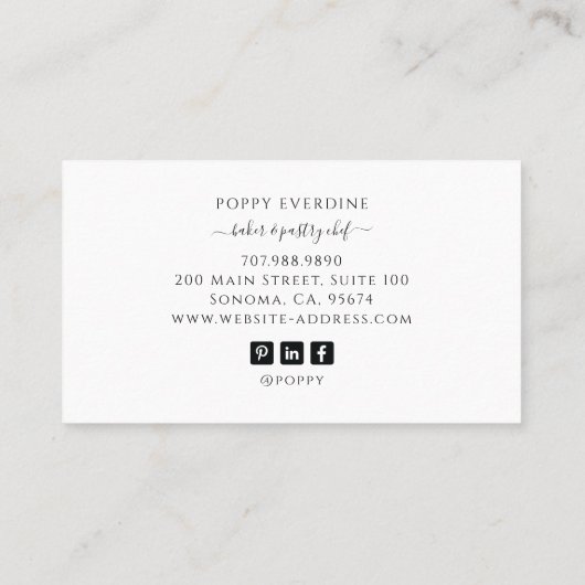 Bakker Bakkerij Gebak Chef Catering Elegant Cake Visitekaartje (Achterkant)