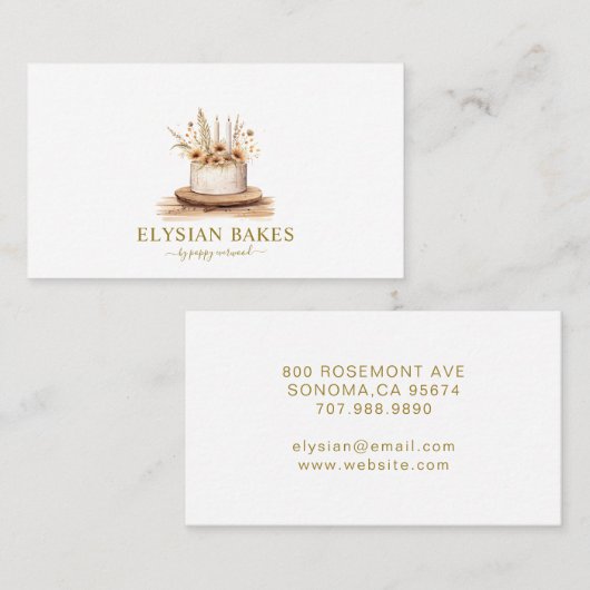 Bakker Bakkerij Gebak Chef Goud Beige Cake Visitekaartje (Voorkant / Achterkant)