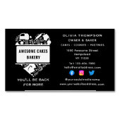 Bakker Bakkerij Taarten Koekjes Gebak Chef Zwart W Magnetisch Visitekaartje (Voorkant)