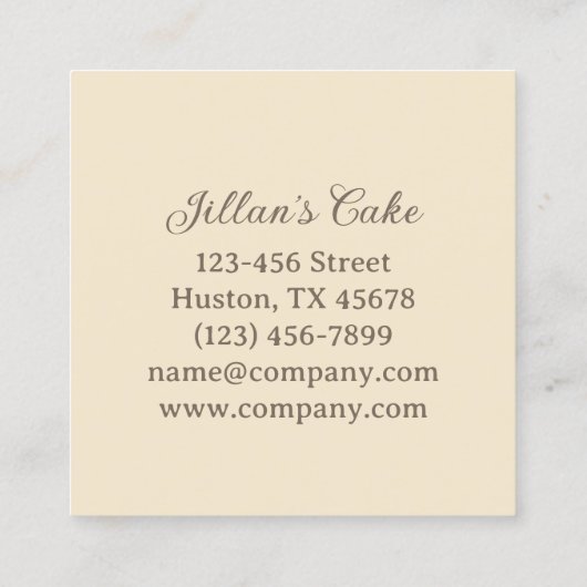  bakker banketbakker bakkerij cateringtaart vierkante visitekaartje (Achterkant)