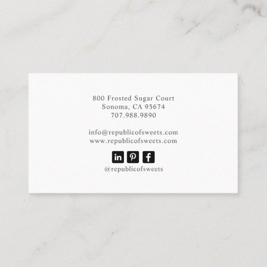 Bakker banketbakker bakkersgereedschap visitekaartje (Achterkant)