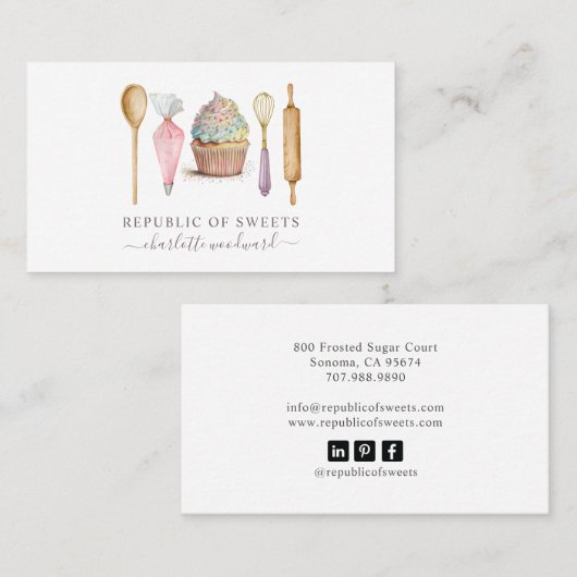 Bakker banketbakker bakkersgereedschap visitekaartje (Voorkant / Achterkant)