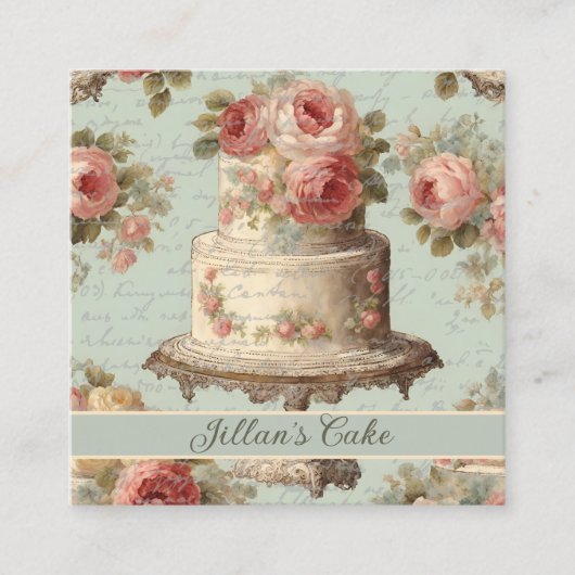  bakker banketbakker bruidstaart vierkante visitekaartje (Voorkant)