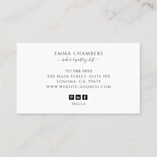 Bakker banketbakker Catering Bakkerij Cupcake Visitekaartje (Achterkant)