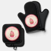 Bakker Cupcakes Ovenwant & Pannenlap Set (Voorkant / Achterkant)