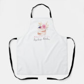 Bakker Cute Gebak Chef Aquarel Bloem Cake Schort (Voorkant)