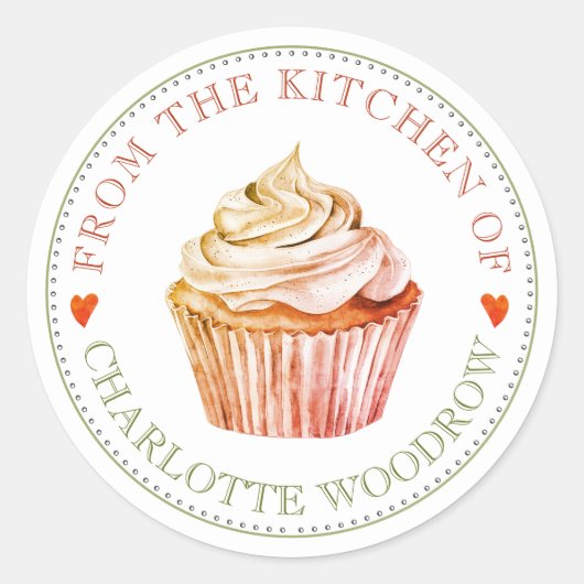Bakker Gebak Chef Cupcake Voedsel Label Sticker (Voorkant)