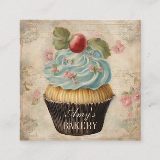  bakker gebak chef-kok cake bakkerij cupcake vierkante visitekaartje (Voorkant)
