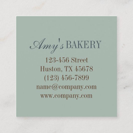  bakker gebak chef-kok cake bakkerij cupcake vierkante visitekaartje (Achterkant)