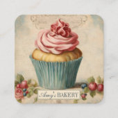  bakker gebak chef-kok cake bakkerij cupcake vierkante visitekaartje (Voorkant)