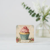  bakker gebak chef-kok cake bakkerij cupcake vierkante visitekaartje (Staand voorkant)