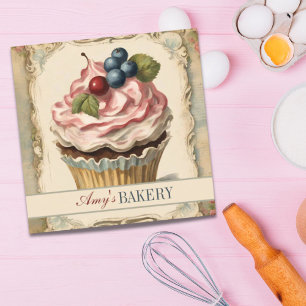  bakker gebak chef-kok cake bakkerij cupcake vierkante visitekaartje