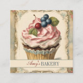  bakker gebak chef-kok cake bakkerij cupcake vierkante visitekaartje (Voorkant)