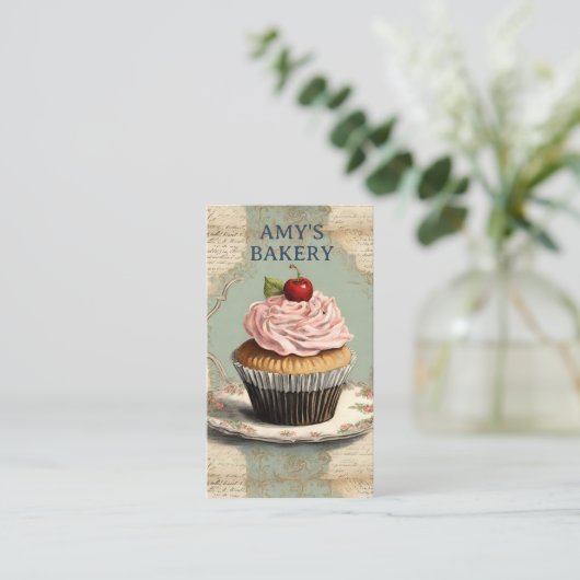  bakker gebak chef-kok cake bakkerij cupcake visitekaartje (Staand voorkant)