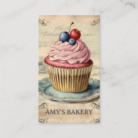  bakker gebak chef-kok cake bakkerij cupcake visitekaartje (Voorkant)
