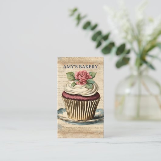  bakker gebak chef-kok cake bakkerij cupcake visitekaartje (Staand voorkant)