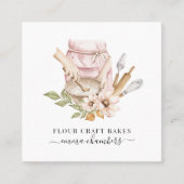 Bakker gebak Chef Waterverf Bakkers Gereedschap Ba Vierkante Visitekaartje (Voorkant)