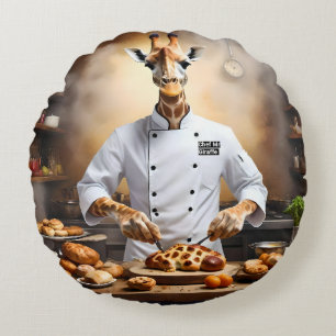 "Bakker Giraffe: Nieuwe hoogten bereiken, Rond Kussen