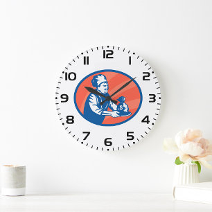 Bakker met een Bord geld Grote Klok