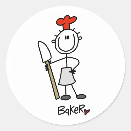Bakker met Scraper Ronde Sticker (Voorkant)