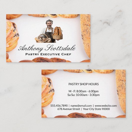 Bakker met vers gebakken brood visitekaartje (Voorkant / Achterkant)
