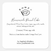 Bakker Minimale Bakkerij Ingredientenlabel Vierkante Sticker (Voorkant)