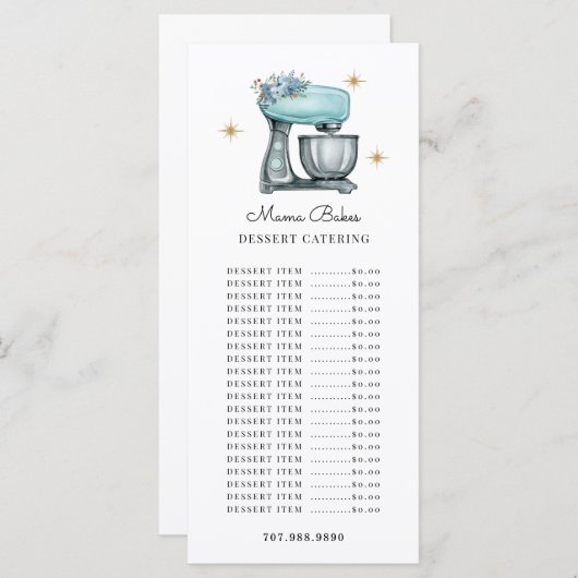 Bakker Pastchef Waterverf Bakbenodigdheden  Menu (Voorkant / Achterkant)