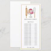 Bakker Pastchef Waterverf Bakgerei Menu (Voorkant / Achterkant)