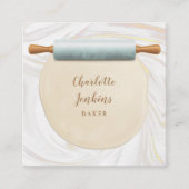 Bakker Patisserie Marmer Krullen Deegroller Vierkante Visitekaartje (Voorkant)
