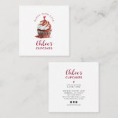 Bakker Rood Fluweel Cupcake Gebak Chef Bakkerij Lo Vierkante Visitekaartje (Voorkant / Achterkant)