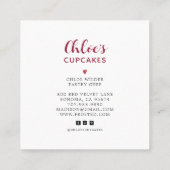Bakker Rood Fluweel Cupcake Gebak Chef Bakkerij Lo Vierkante Visitekaartje (Achterkant)