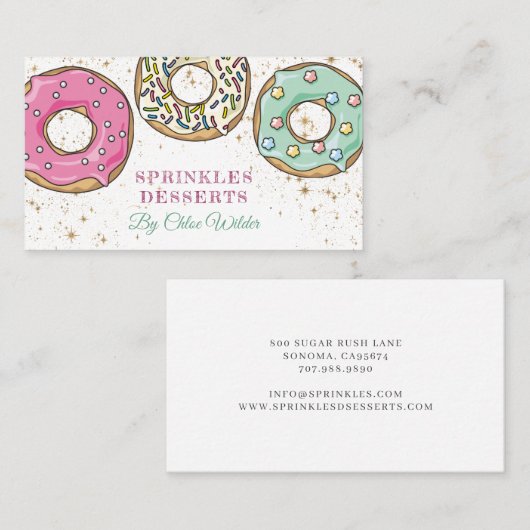 Bakker Roze Groene Sprinkle Donuts Bakkerij Visitekaartje (Voorkant / Achterkant)