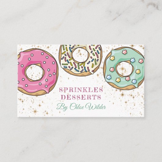 Bakker Roze Groene Sprinkle Donuts Bakkerij Visitekaartje (Voorkant)