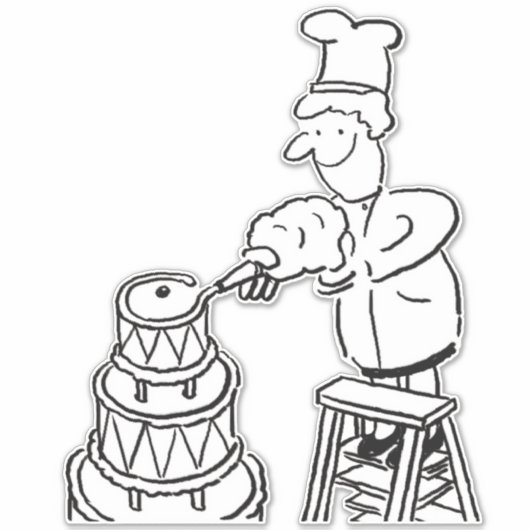 Bakkeraars, Cake Making & Baking. Funny Cartoon Sticker (Voorkant)