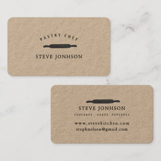 Bakkeraars met rolletjes professioneel modern mini visitekaartje (Voorkant / Achterkant)