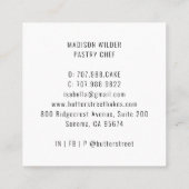 Bakkerbakkersgebak Chef Waterverf Cake Vierkante Visitekaartje (Achterkant)