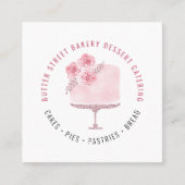 Bakkerbakkersgebak Waterverf Floral Cake Sq Vierkante Visitekaartje (Voorkant)