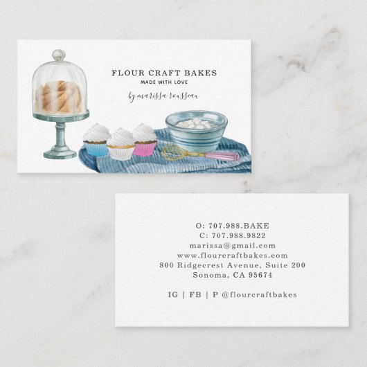 Bakkerbakkersgebak Waterverf gebak Visitekaartje (Voorkant / Achterkant)