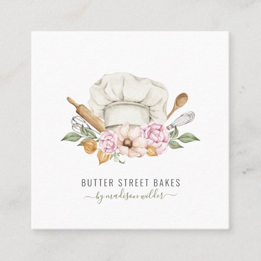 Bakkerbakkersgebak Waterverf Vierkante Visitekaartje (Voorkant)