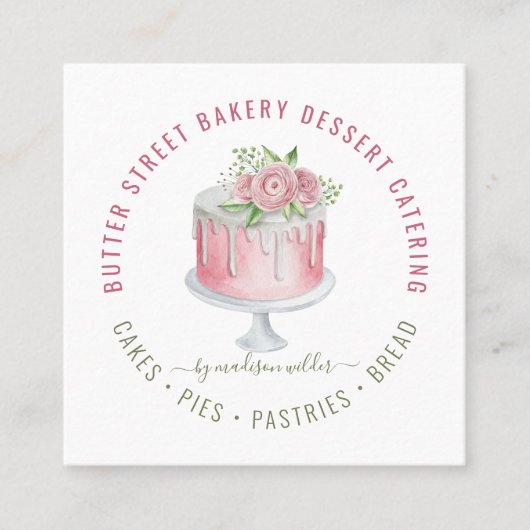 Bakkerbakkersgebak Waterverf Vierkante Visitekaartje (Voorkant)