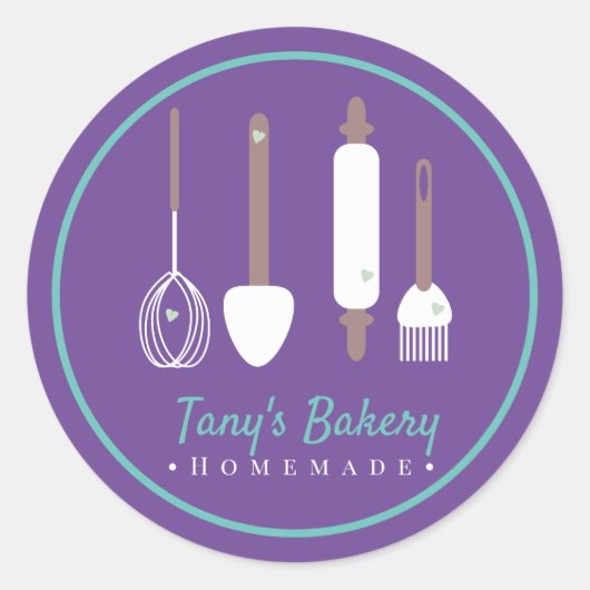 Bakkerbakkerswaren Logo Homemade Bakkerij Ronde Sticker (Voorkant)