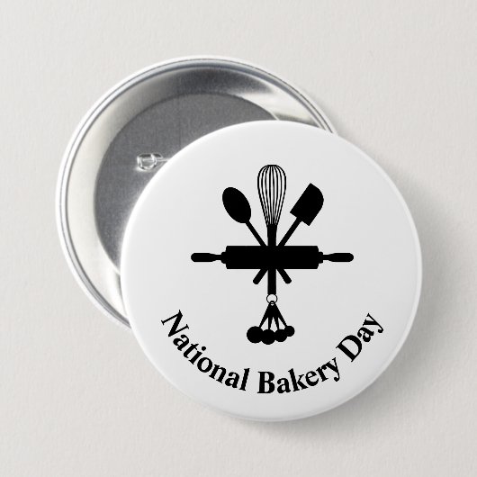 Bakkerdag-Button met het pictogram Bakketgereedsch Ronde Button 7,6 Cm (Voorkant /achterkant)
