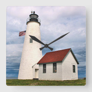 Bakkereilanden vuurtoren, Massachusetts Wall Clock Vierkante Klok