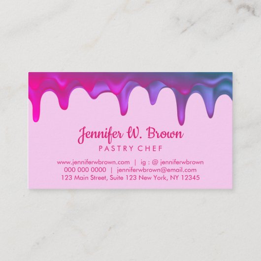 Bakkergebak Abstracte roze roze kreukdruppelaar Visitekaartje (Achterkant)