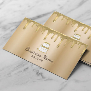 Bakkergebak Chef Modern Gold Drids Cake Logo Visitekaartje