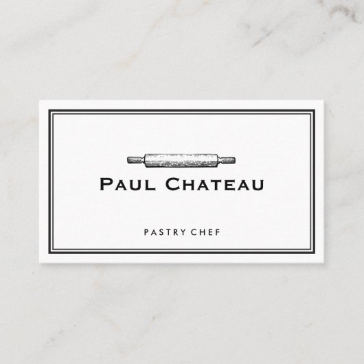 Bakkergebak Chef Rolling Pin Baker Logo White Visitekaartje (Voorkant)