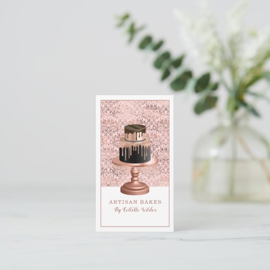 Bakkergebak Roos Gold Faux Folie Layer Cake Visitekaartje (Staand voorkant)